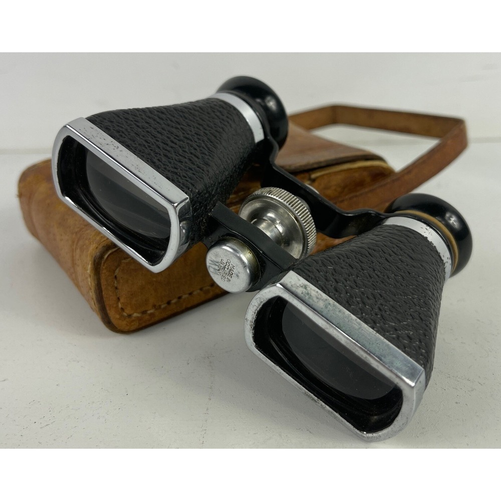 Vintage 40's OFUNA‎ Japan 3X10 Coated Opera Glasses Binoculars ~ Leather Case